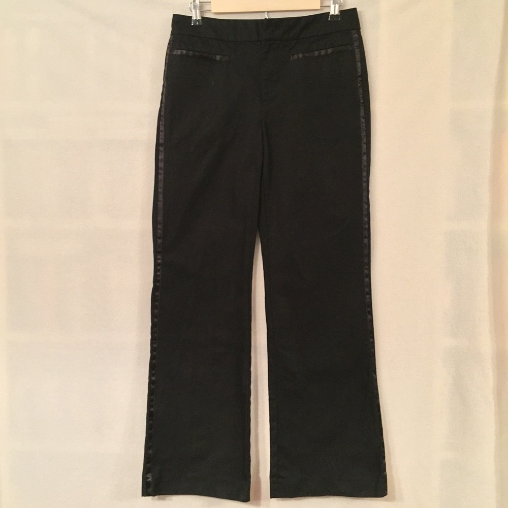 Banana Republic Black Wide-Leg Pants with Side Satin Trim